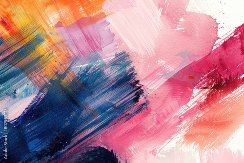 Close up of a vibrant and colorful painting on a white background. Suitable for art and design projects