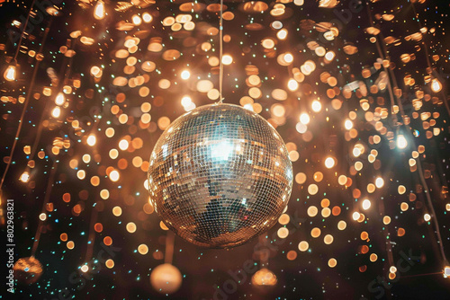 Disco Ball with Party Lights: Vibrant Dance Floor Atmosphere"