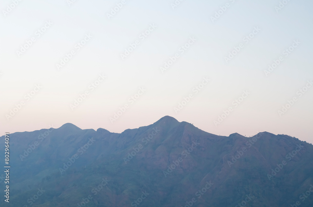 Morning views of mountain landscape in Kanchanaburi province of Thailand
