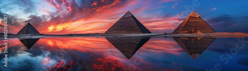 The ancient pyramids reflecting the colors of the sunset  a timeless scene that captures both history and natural beauty