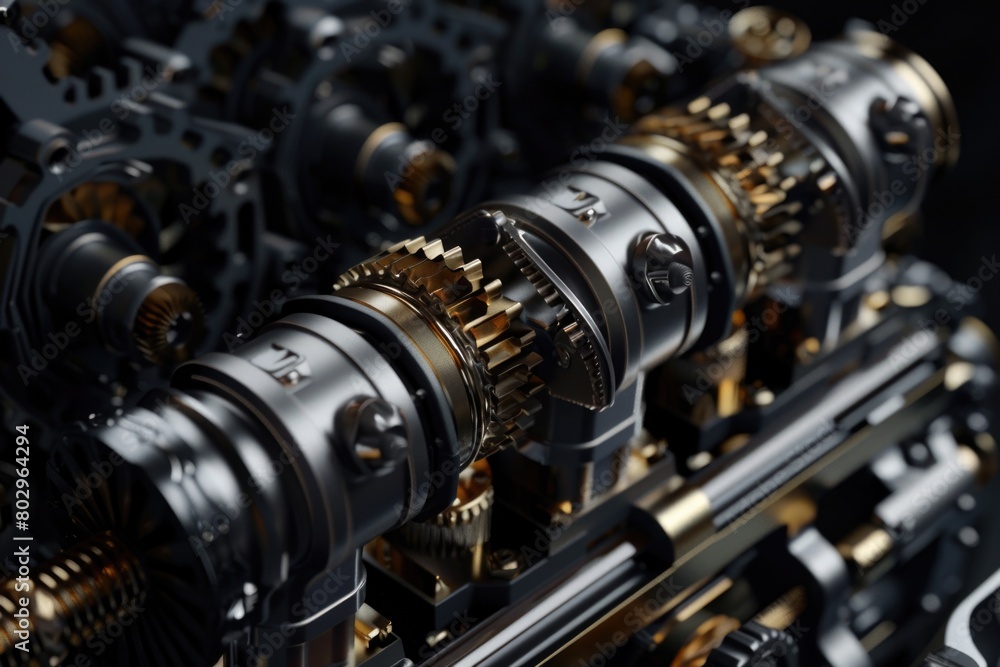 Detailed view of a machine with gears. Suitable for industrial concepts