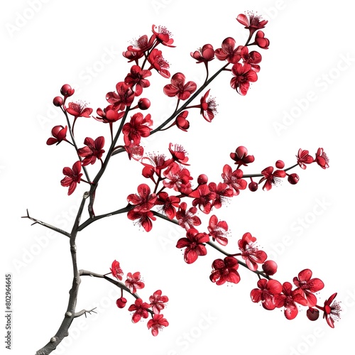 branch of cherry blossom on white background Generative Ai