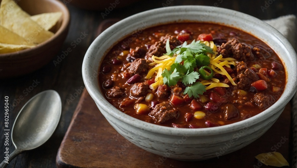 A bowl of beef chili A bowl of beef chili