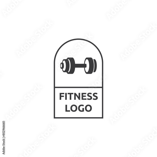 Gym fitness barbell logo icon vector illustration.