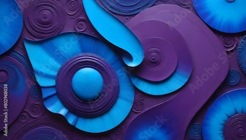 A dynamic fusion of electric blues and radiant purples, evoking a sense of wonder and mystery. photo