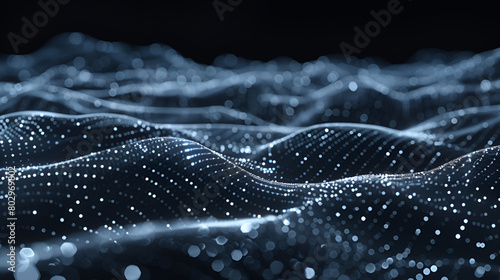 Plexus of abstract glow dots on a black background Loop animations, Futuristic background of points and lines with a dynamic wave, Low poly shape with connecting dots and lines on dark background