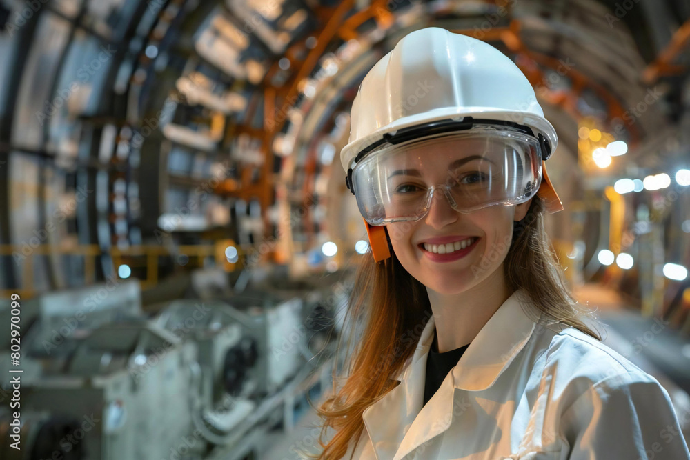 Radiant Resilience: Portrait of a Smiling Female Nuclear Engineer in a Power Plant Radiant Resilience: Portrait of a Smiling Female Nuclear Engineer in a Power Plant
