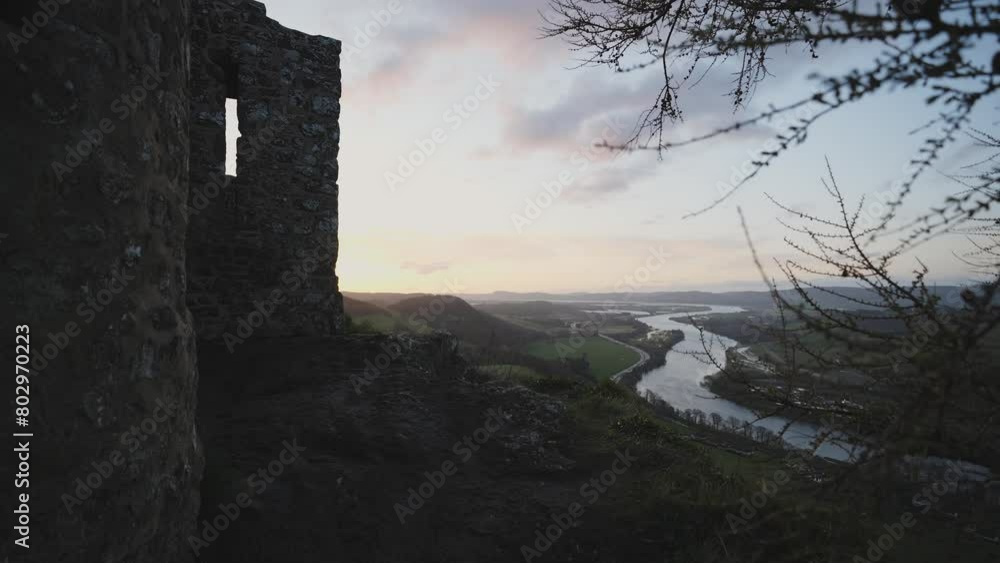 Tay river as seen from Kinnoull Hill Castle in Perth Scotland at sunrise Tay river as seen from Kinnoull Hill Castle in Perth Scotland at sunrise