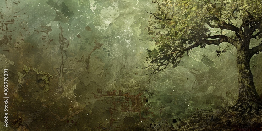 The background is completely mix Green and Brown with no texture and the tree is in the right hand side The background is completely mix Green and Brown with no texture and the tree is in the right hand side