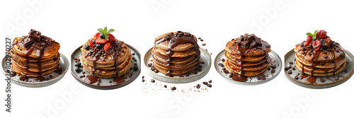 Set of A Delicious mocha pancakes isolated on a transparent background  photo