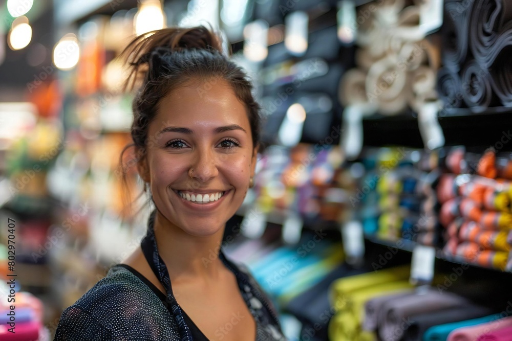 The Happy Face of Customer Service: Female Retail Salesperson Spreading Joy in Store