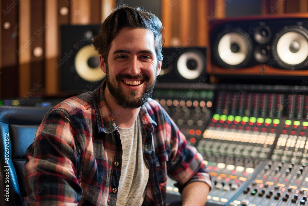 Happy Sound Engineer in the Studio Happy Sound Engineer in the Studio