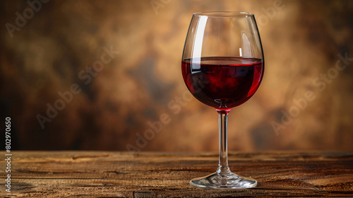 Elegant Glass of Red Wine on a Rustic Wooden Table