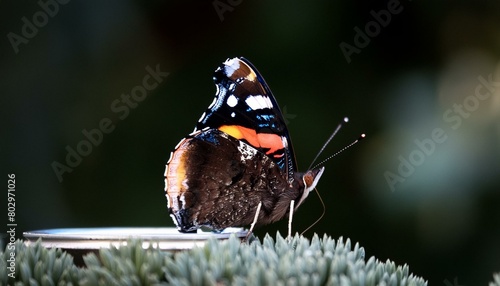 Vanessa Atalanta butterfly on a flower photo