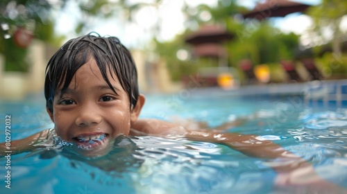 Boy Enjoying Pool Happy Moment © Custom Media