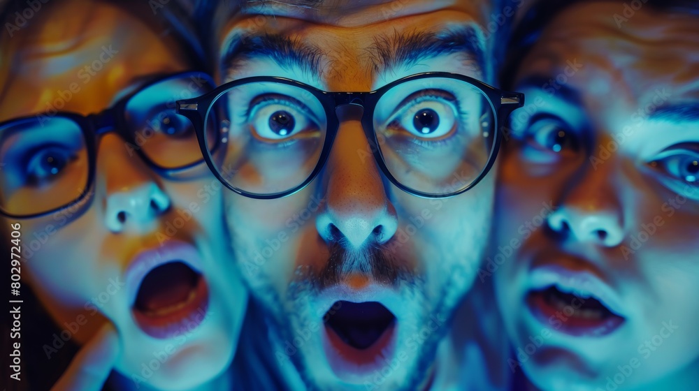 Obraz premium Friends Gasping in Surprise Removing Glasses