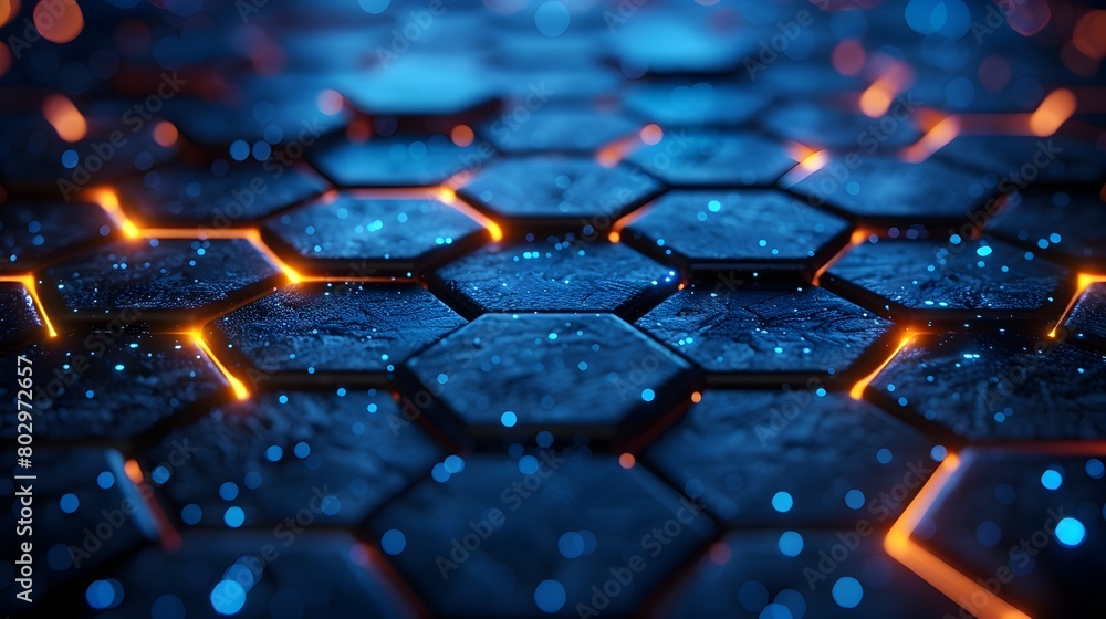 Glowing Hexagon Pattern Abstract 3D Rendering with Futuristic Digital Lights and Geometric Shapes Glowing Hexagon Pattern Abstract 3D Rendering with Futuristic Digital Lights and Geometric Shapes
