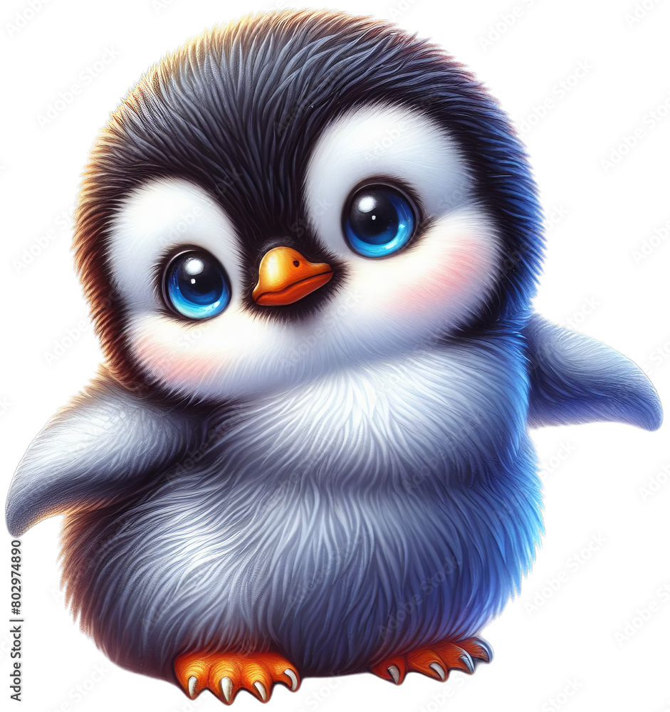 Fototapeta premium Adorable Watercolor Penguin PNGs - Perfect for Charming Art Projects and Nursery Decor