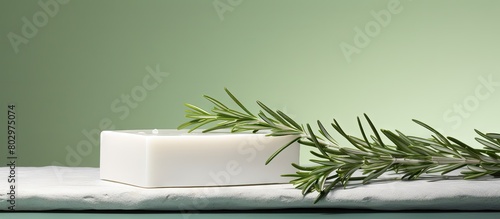 A bar of soap with a sprig ...