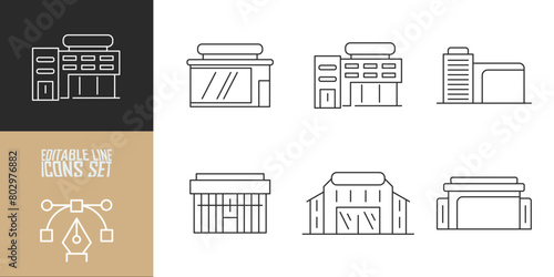 Exhibition center icons set. Outline set of exhibition center vector icons for web design isolated on white background