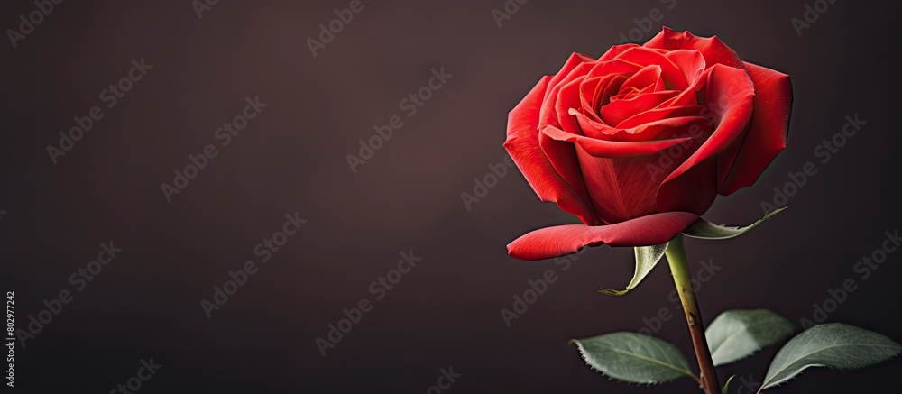 A charming Valentine s Day copy space image capturing the exquisite details of a rose flower in close proximity