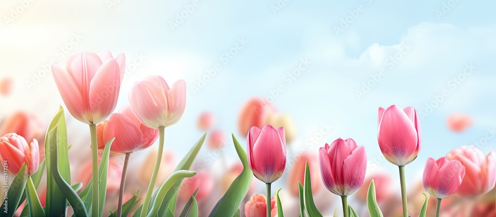 A beautiful nature background featuring tulip flowers with ample space available for your personalized text