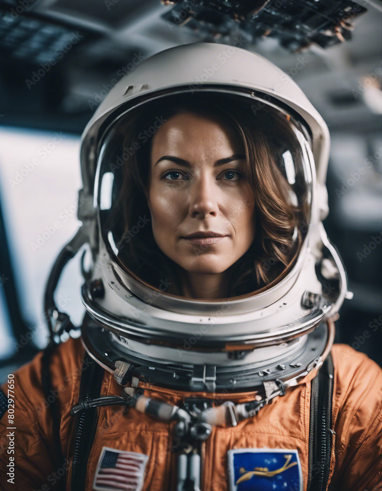 portrait of astronaut woman inside the space shuttle
portrait of astronaut woman inside the space shuttle