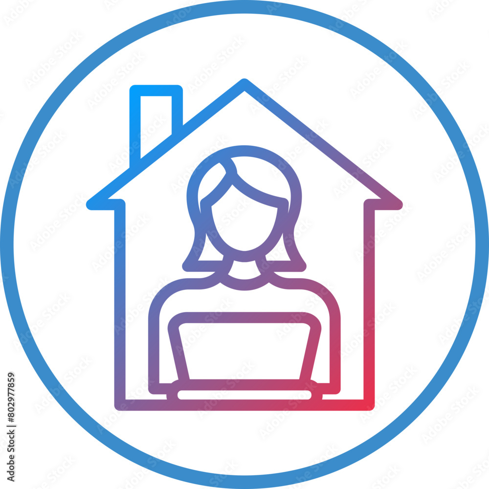 Women Working at Home Icon Style