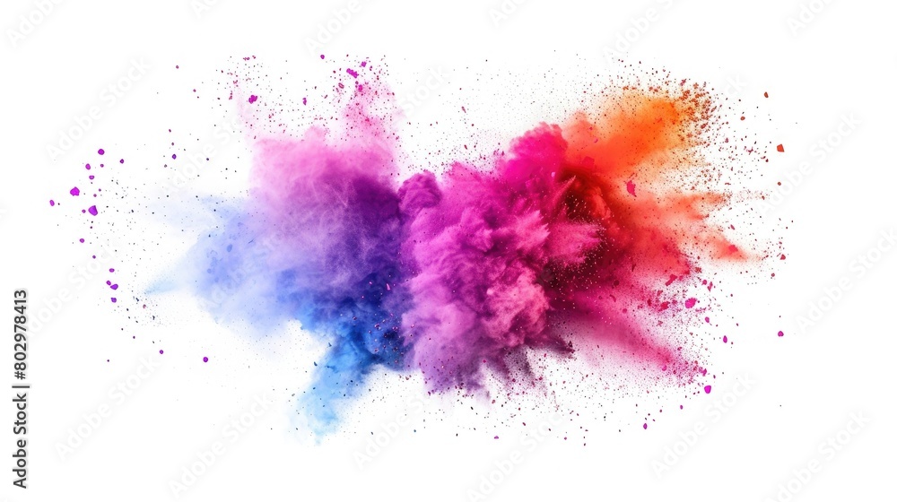 dust explosion 2025 typography for holi festival background and banner isolated on white background