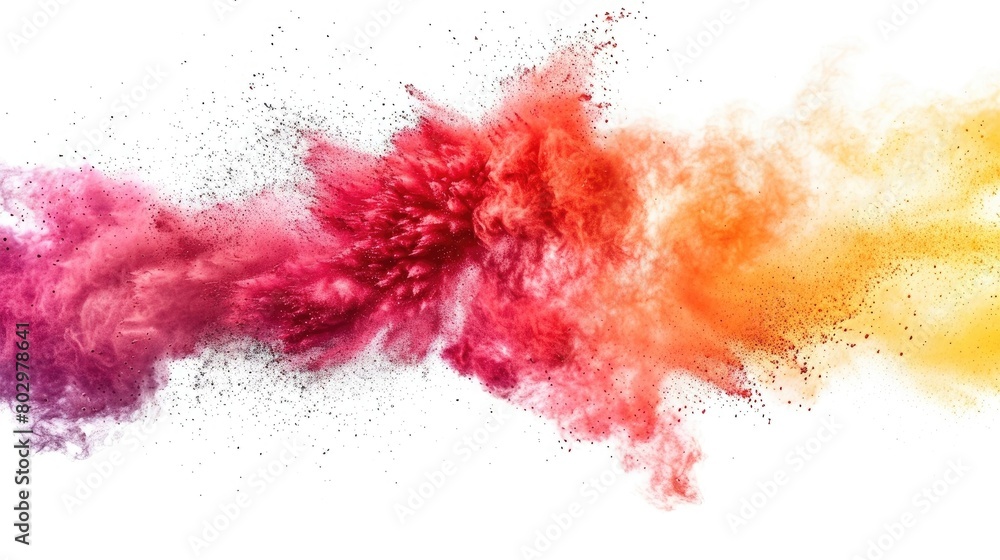 dust explosion 2025 typography for holi festival background and banner isolated on white background