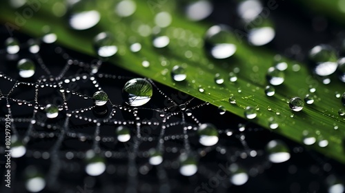 water drops on a green leaf

