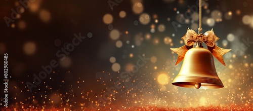 A festive Christmas background featuring a beautiful bell and a shining star with plenty of copy space available for your creative needs