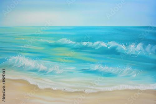 Painting landscape of the sea coast.
