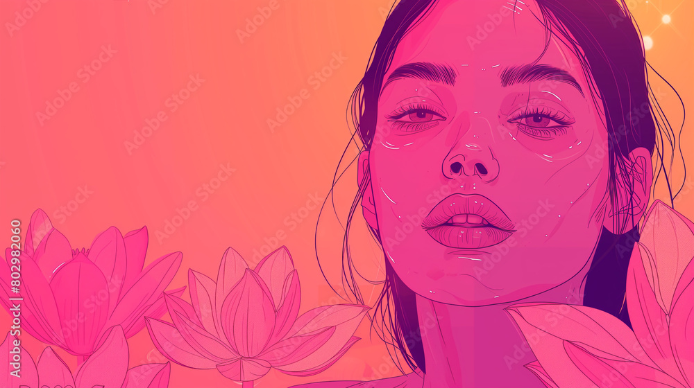 Beautiful illustration with a girl for decorative design. invitation card to visit a fitness club Beautiful illustration with a girl for decorative design. invitation card to visit a fitness club