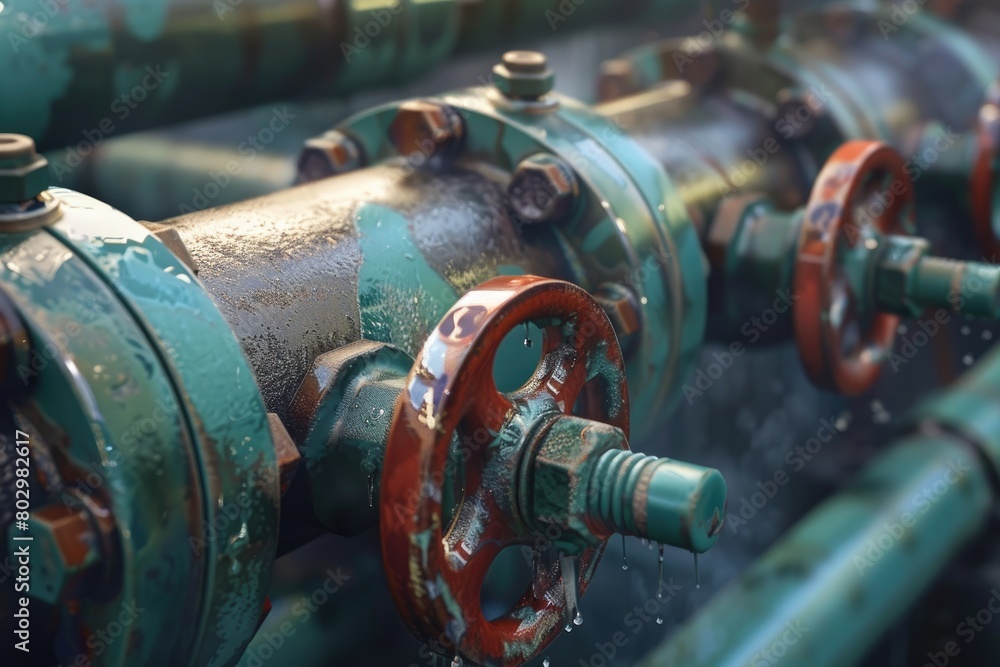 Pipeline valves section close-up. Technological background for the gas, oil or pipe industry. Pipeline valves section close-up. Technological background for the gas, oil or pipe industry.