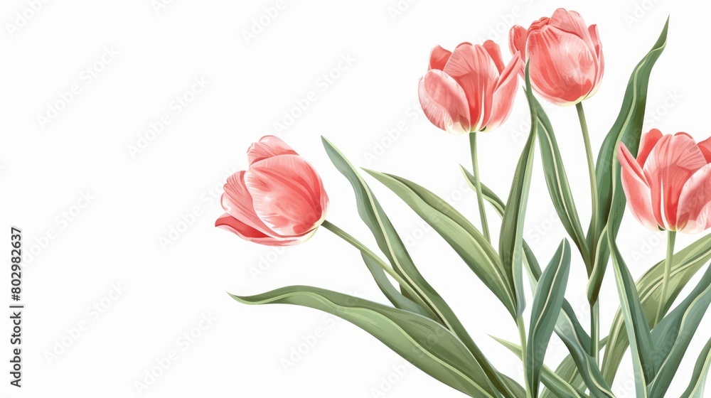 Invitation card design with tulip flowers only, white background. Invitation card design with tulip flowers only, white background.