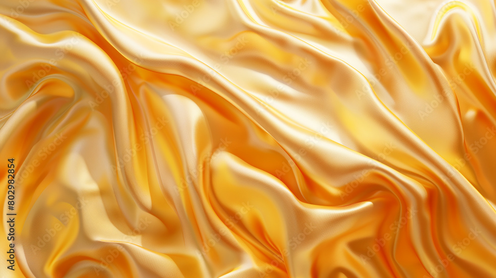 Fototapeta premium Golden satin or silk fabric background image.