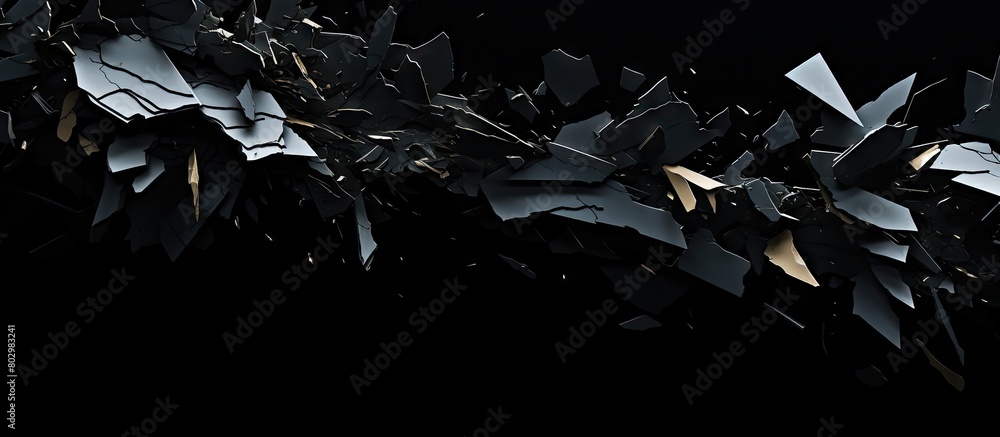 A black background showcases torn paper fragments providing ample copy space A black background showcases torn paper fragments providing ample copy space