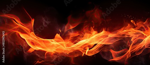 A close up of a burning flame with a blank area for text providing a copy space image