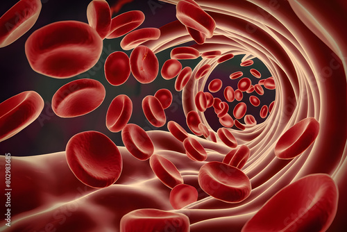 Detailed Visualization of Red Blood Cells in a Close-up View, Ideal for Medical Studies