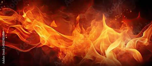 A close up of a burning flame with a blank area for text providing a copy space image