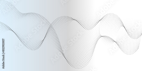 Abstract technology particles gradient flowing dynamic wave doted and halftone lines background. Futuristic technology concept. Vector illustration