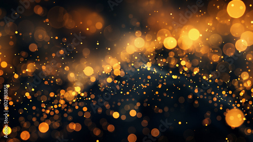 Golden dust glitters with bokeh abstract background