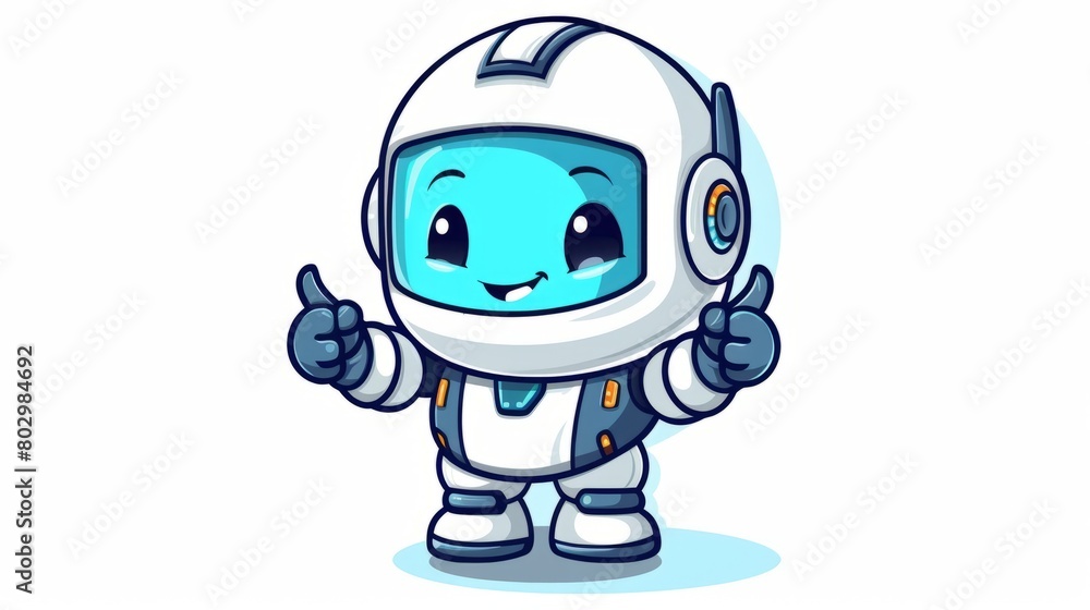 Cute astronaut thumbs up with rocket cartoon vector icon illustration science technology isolated
