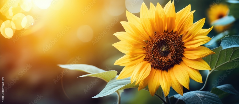Obraz premium A close up copy space image of a sunflower in the garden