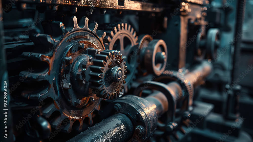 Fototapeta premium engine, gear, metal, machine, car, old, gears, wheel, steel, industry, motor, machinery, engineering, technology, mechanism, industrial, mechanical, power, iron, part, vehicle, metallic, teeth, vintag