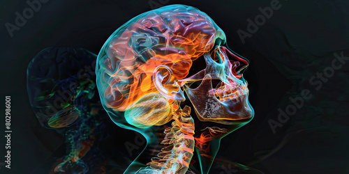 Brainstem Glioma: The Dizziness and Coordination Problems - Visualize a person with a highlighted brainstem affected by a glioma, experiencing dizziness and difficulties with coordination