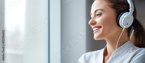 A female nurse with a cheer...
