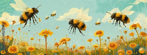 Illustrations depicting the process of pollination.