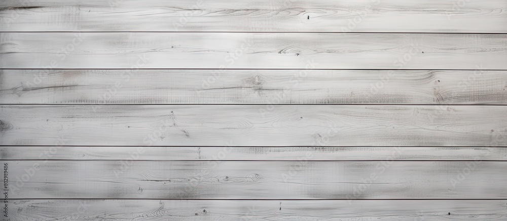 Naklejka premium A copy space image of a vintage white wooden wall background seen from the top in a front view The wall is made of gray painted planks and boards creating a gray backdrop